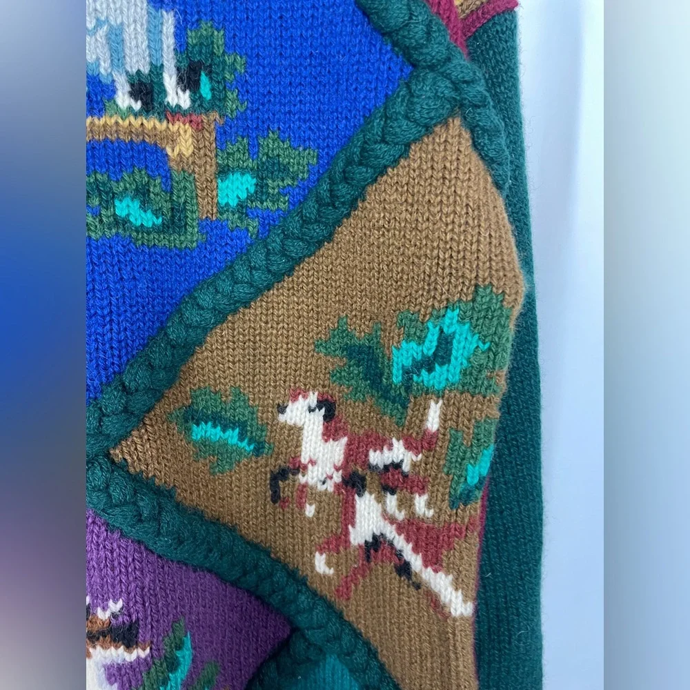 VTG Millers Sportif Equestrian Wool Sweater with Horse and Fox Motif - Picture 5 of 11
